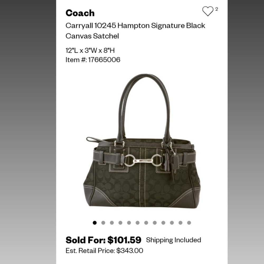 Coach Hampton Signature Black Canvas Satchel Handbag Shoulder bag - Picture 13 of 17